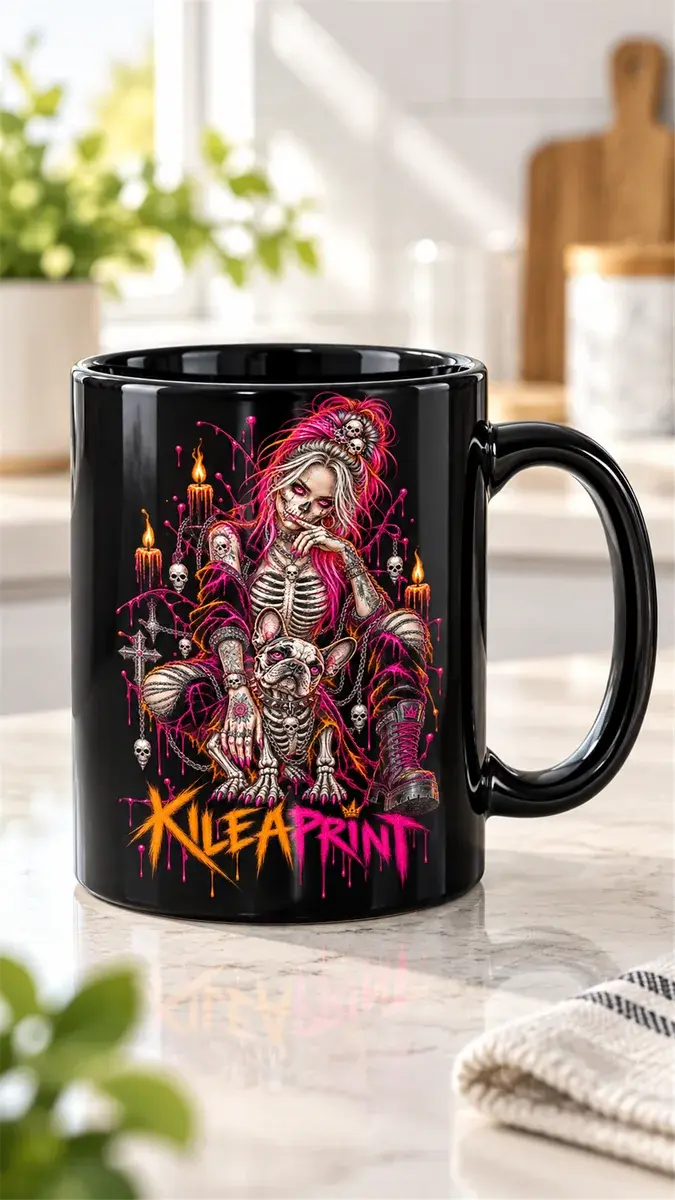 Tasse Schwarz – Bad Girl & Dog